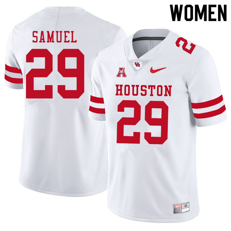 Women #29 Colin Samuel Houston Cougars College Football Jerseys Sale-White - Click Image to Close